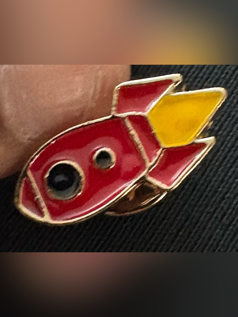 Red and Yellow Enamel Rocket Pin